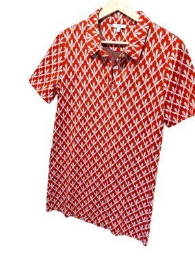Tyler Boe Short Sleeve Orange Geometric Preppy Polo Go-Go Dress